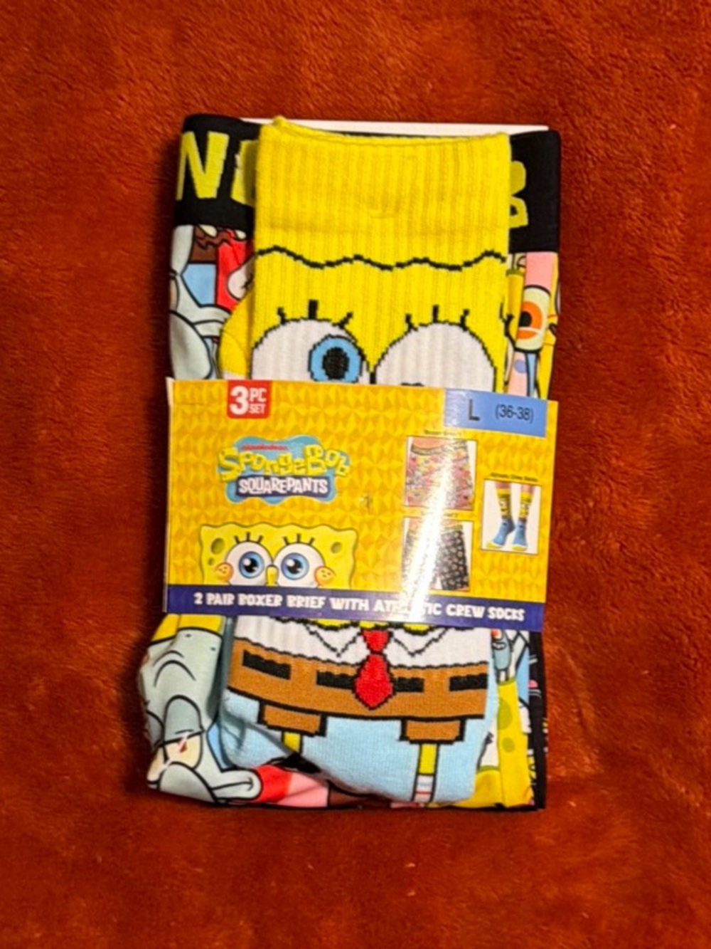 SpongeBob Squarepants Black Boxer Briefs with Yellow Waistband & Pink Patrick